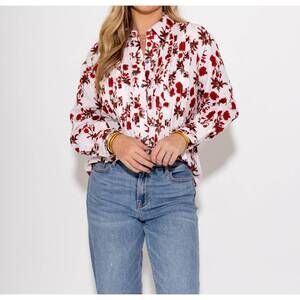 NEW IVY JANE tuxedo gauze top in multi